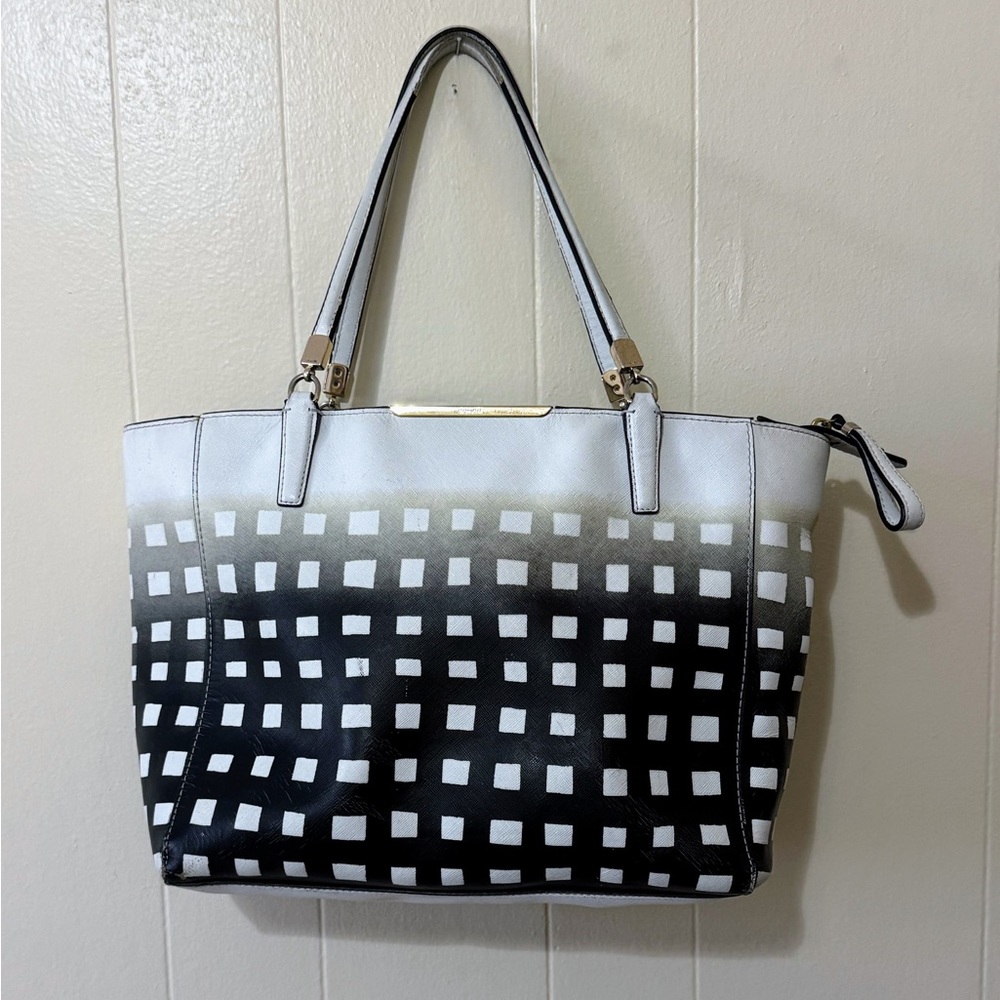 Coach Black and White Checkered Tote